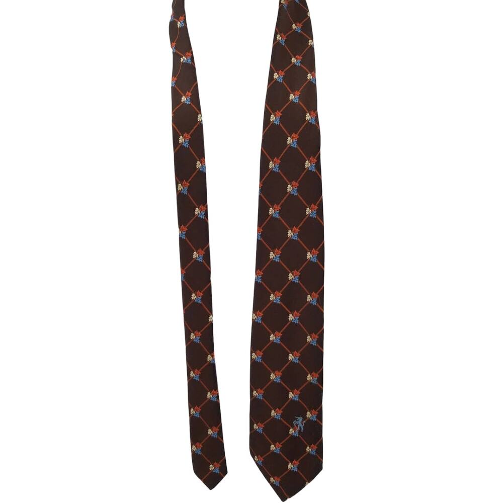 Bronzini Vintage Mens Neck Tie 56" Brown Autumn Leaves Pattern